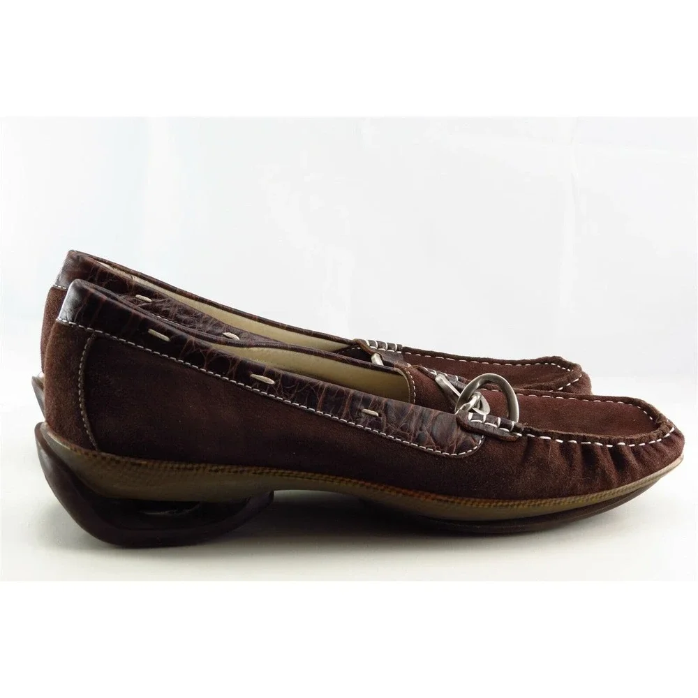Asgi Size 8 M Brown Square Toe Loafer Leather‎ Women